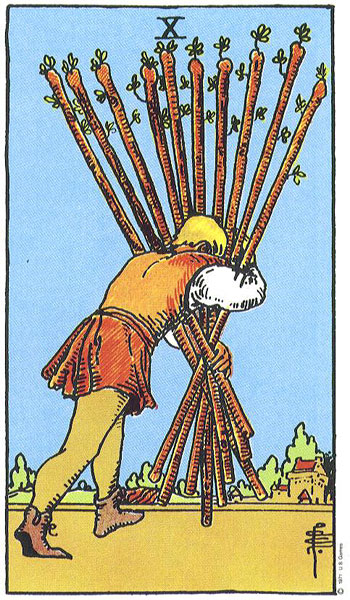 10 de Bastos en Tarot